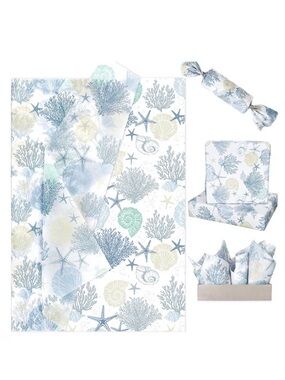 10 Pack 14x20 Tissue Paper Beach Theme Starfish Shells